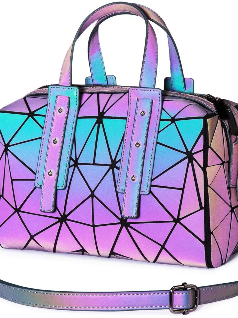 Geometric Luminous Purses and Handbags for Women Holographic Reflective Crossbod